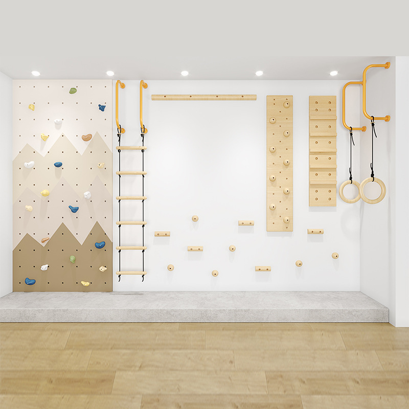Gymnastic Rings Wooden - Çocuklar İçin Kapalı Ahşap Tırmanma Duvarı