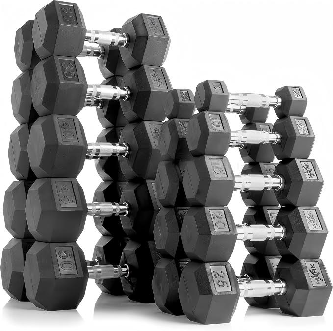 Home Gym Custom - Premium Kauçuk Kaplı Altıgen Dambıllar 5LB-100LB