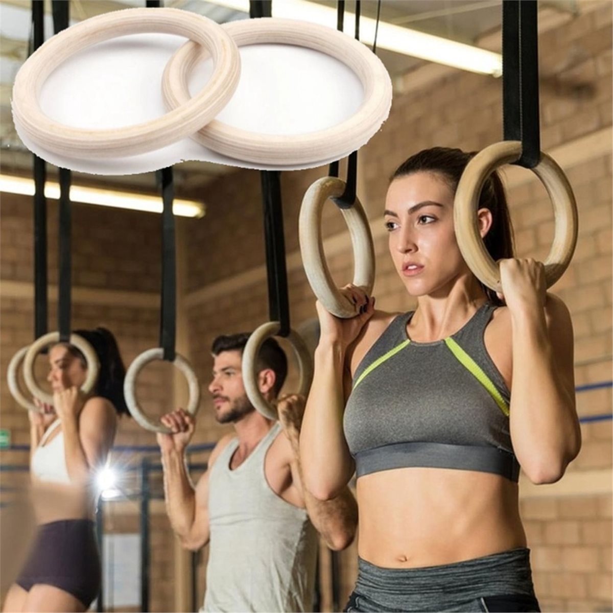 Gymnastic Rings Wooden - Yaz İndirimi 2 Adet Ahşap Taşınabilir