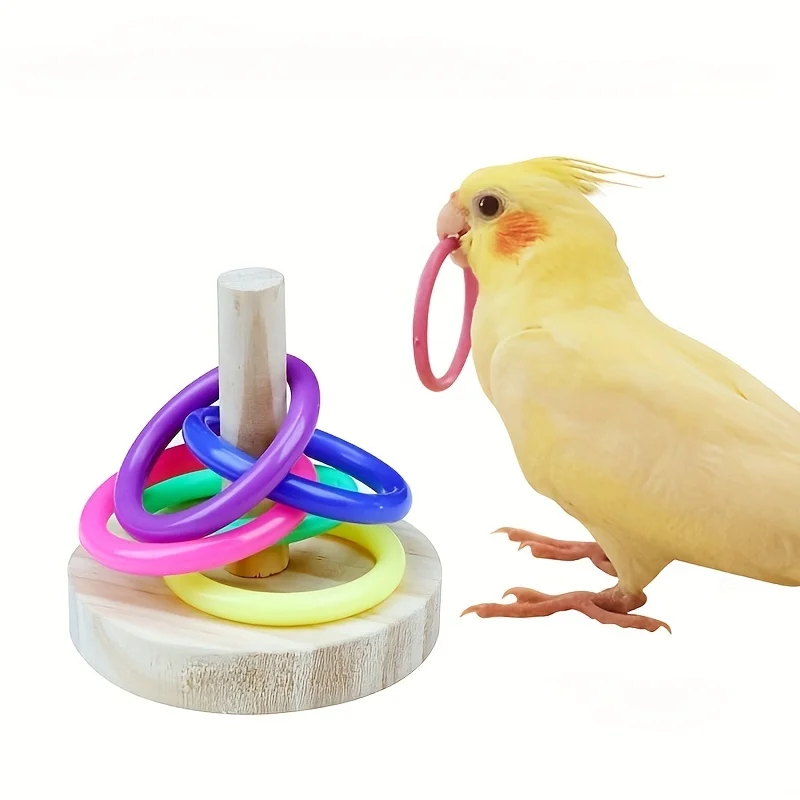 Gymnastic Rings Wooden - Ahşap Interaktif Papağan Halkası Oyuncak Eğitici