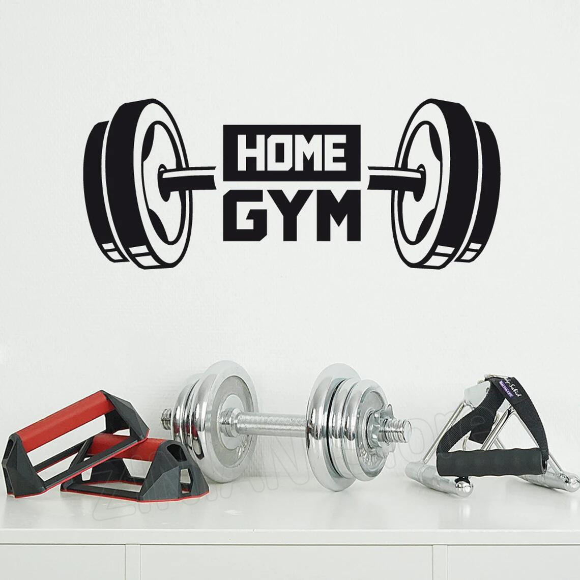 Home Gym On Wall - Fitness ev spor dekor duvar Sticker