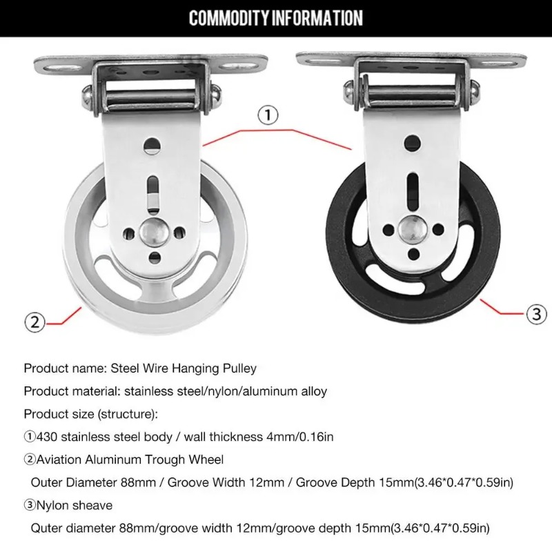 Home Gym Custom - Döndürülebilir Paslanmaz Çelik Makara Tekerleği Duvara